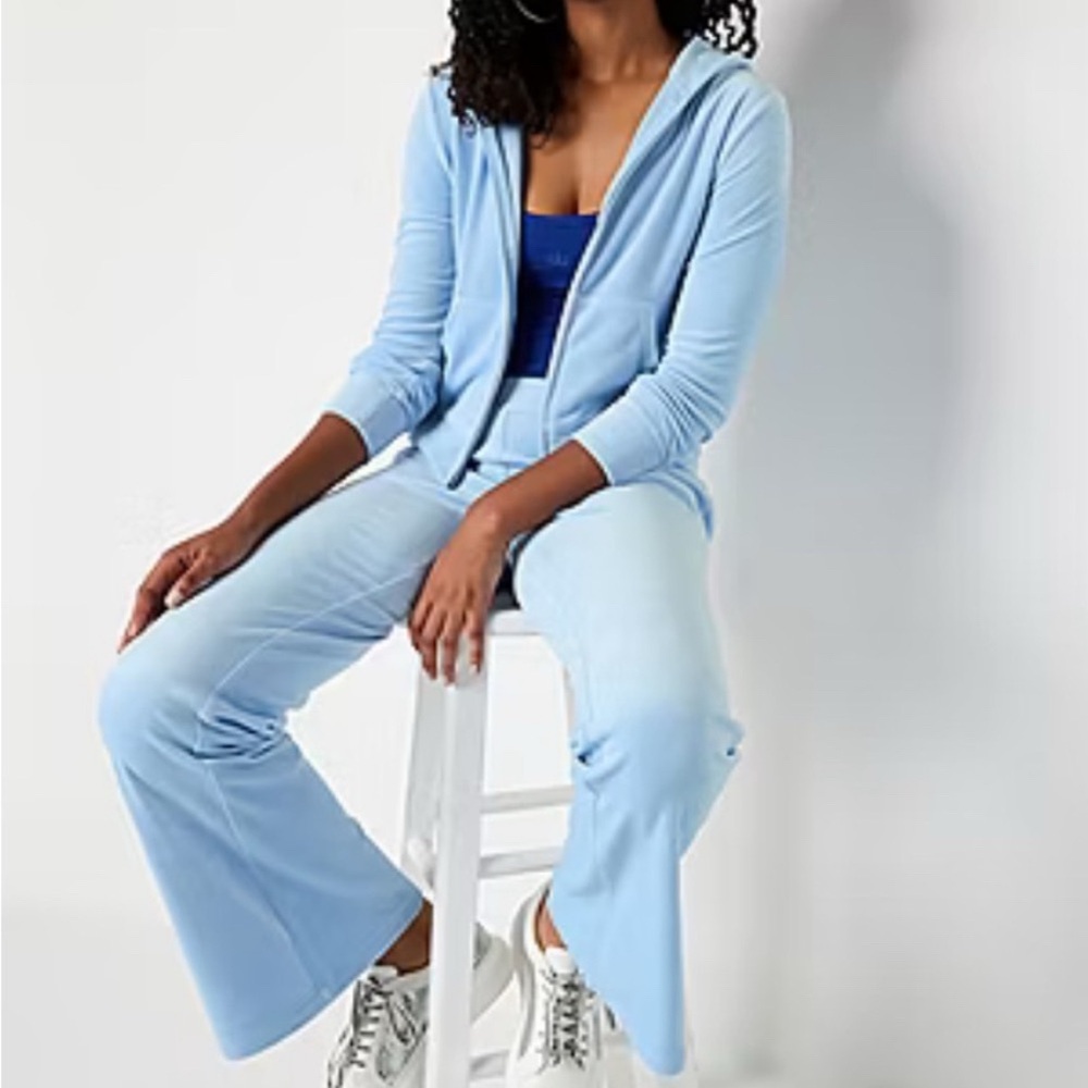 NWT ⚜️🩵⚜️ Juicy Couture Retro Velour Tracksuit Women XL Frosted Blue - Picture 2 of 11